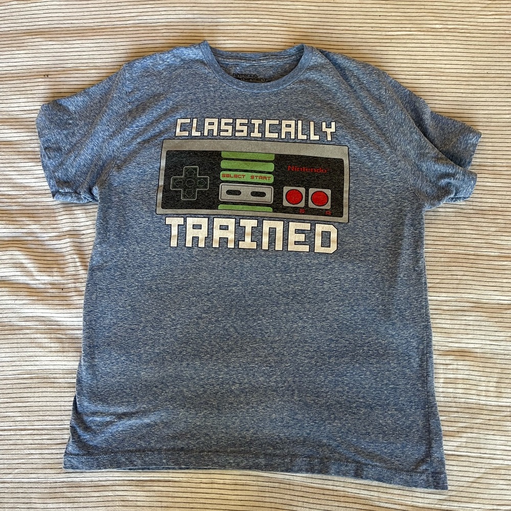 Light blue Nintendo shirt